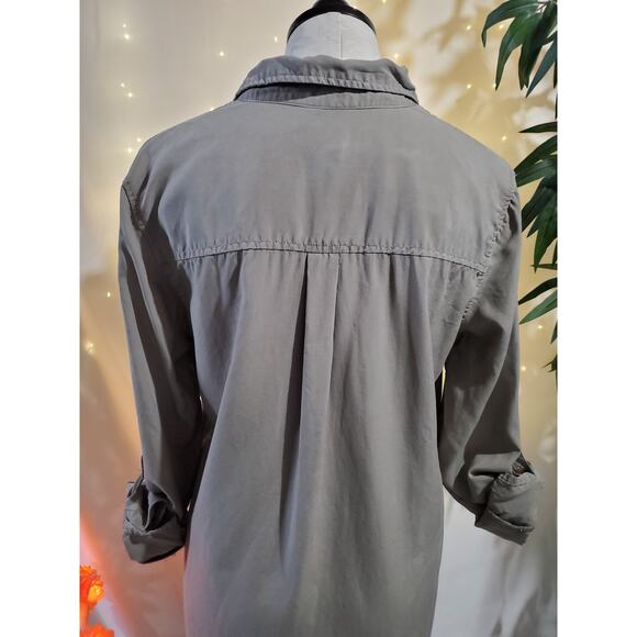 Thread & Supply Women's L Better Days Slate Green Button-Down Mini Shirt Dress - Picture 7 of 11